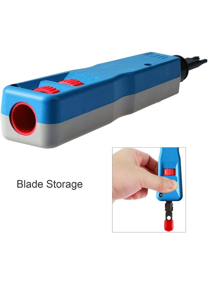 Punch Down Tool Kit with 110 & BK Blade, 5PCS Cat6 RJ45 Keystone Jack, Network Wire Stripper Tool Kits Professional - Image 4